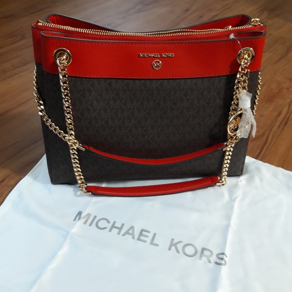 Michael Kors Susan Brown & Red Shoulder Bag - Picture 4 of 16